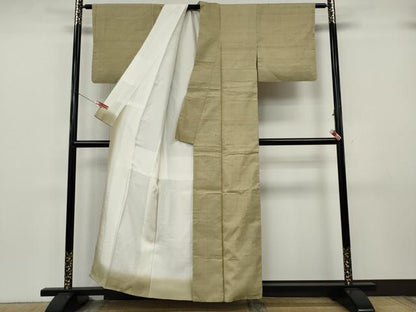 平和屋着物●生紬　色無地　浅黄色　正絹　逸品　CABJ6798ut