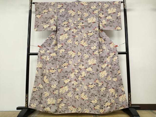 平和屋着物●上質な小紋　枝花文　正絹　逸品　CABJ6799ut