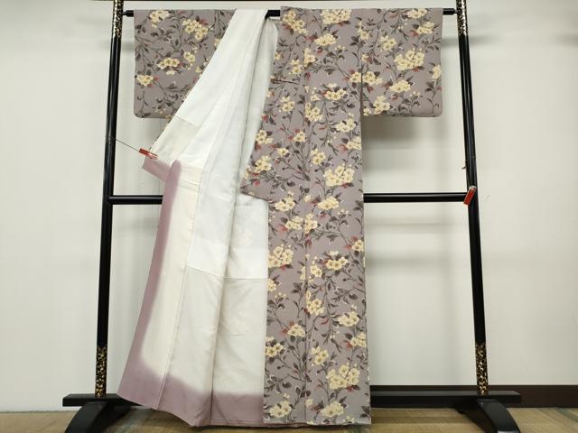 平和屋着物●上質な小紋　枝花文　正絹　逸品　CABJ6799ut