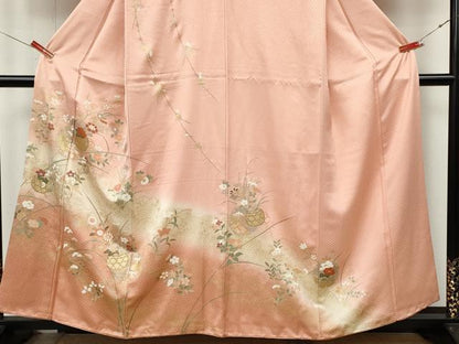 平和屋着物●訪問着　雪輪花籠文　暈し染め　金彩　正絹　逸品　CABJ6800ut