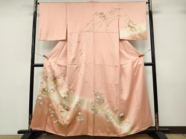 平和屋着物●訪問着　雪輪花籠文　暈し染め　金彩　正絹　逸品　CABJ6800ut