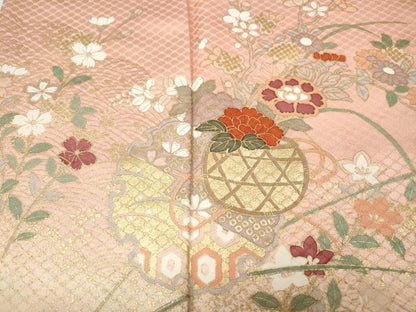 平和屋着物●訪問着　雪輪花籠文　暈し染め　金彩　正絹　逸品　CABJ6800ut