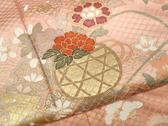 平和屋着物●訪問着　雪輪花籠文　暈し染め　金彩　正絹　逸品　CABJ6800ut