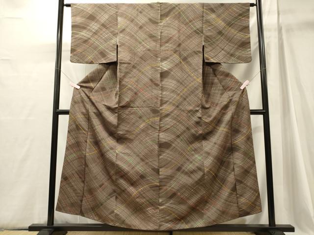 平和屋着物■上質な小紋　流線文　正絹　逸品　CABJ6864oy