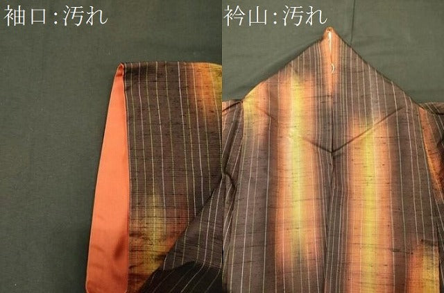 平和屋着物■上質な紬　縞　正絹　逸品　CABJ6865oy