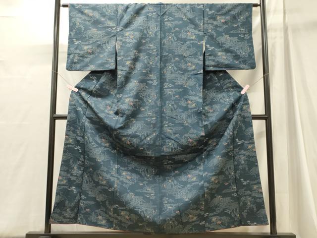 平和屋着物■上質な紬　草花文　正絹　逸品　CABJ6867oy