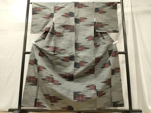 平和屋着物■上質な紬　正倉院花文　黒地　正絹　逸品　未使用　CABJ6874oy