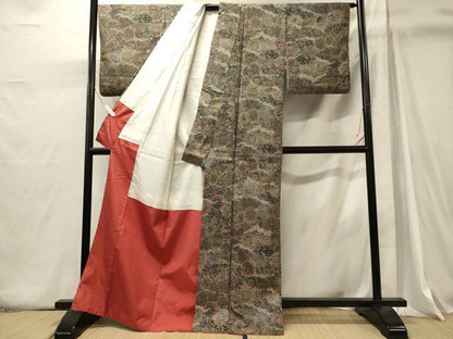 平和屋着物■上質な小紋　亀甲文　黒地　正絹　逸品　CABJ6877oy