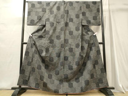 平和屋着物■上質な紬　幾何学文　正絹　逸品　CABJ6880oy