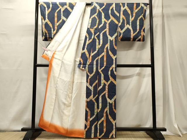 平和屋着物■上質な小紋　短冊草花文　金彩　正絹　逸品　CABJ6881oy
