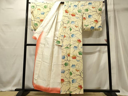 平和屋着物■上質な小紋　枝梅文　暈し染め　正絹　逸品　未使用　CABJ6886oy