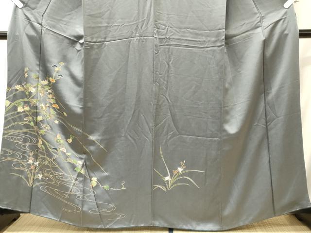 平和屋着物■訪問着　流水草花文　金銀彩　正絹　逸品　CABJ6890oy