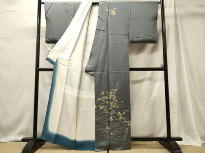 平和屋着物■訪問着　流水草花文　金銀彩　正絹　逸品　CABJ6890oy