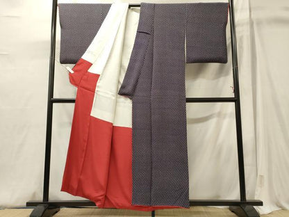 平和屋着物■上質な小紋　幾何学文　正絹　逸品　CABJ6892oy