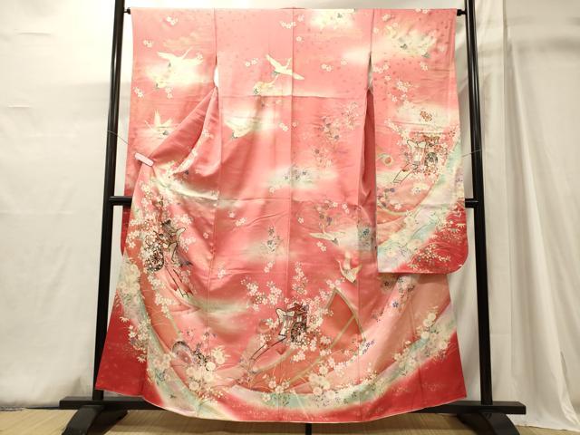 平和屋着物■豪華振袖　駒刺繍　御所車舞花文　暈し染め　金彩　正絹　逸品　CABJ6903oy