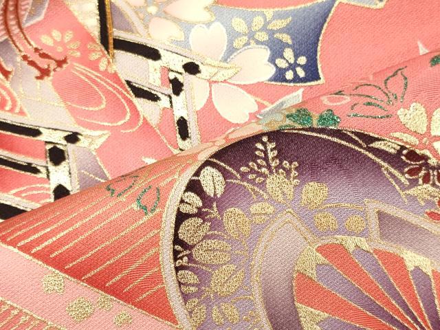 平和屋着物■豪華振袖　駒刺繍　御所車舞花文　暈し染め　金彩　正絹　逸品　CABJ6903oy