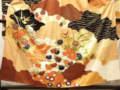 平和屋着物■豪華振袖　駒刺繍　雲取り花文　金彩　正絹　逸品　CABJ6906oy