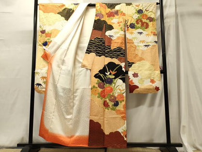 平和屋着物■豪華振袖　駒刺繍　雲取り花文　金彩　正絹　逸品　CABJ6906oy