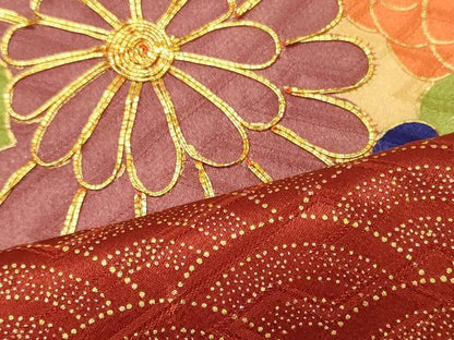 平和屋着物■豪華振袖　駒刺繍　雲取り花文　金彩　正絹　逸品　CABJ6906oy