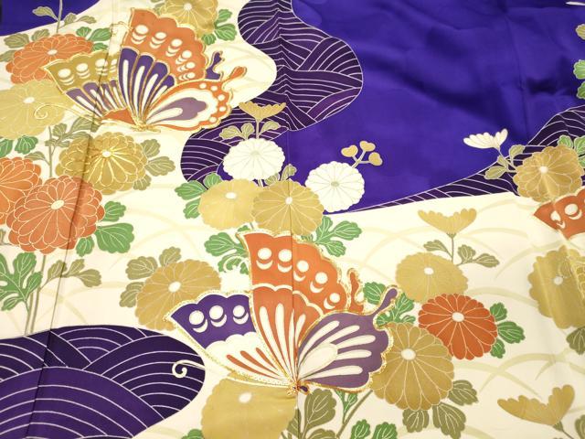 平和屋着物■豪華振袖　駒刺繍　舞蝶菊文　金彩　正絹　逸品　CABJ6907oy