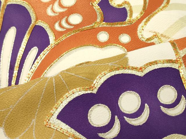 平和屋着物■豪華振袖　駒刺繍　舞蝶菊文　金彩　正絹　逸品　CABJ6907oy