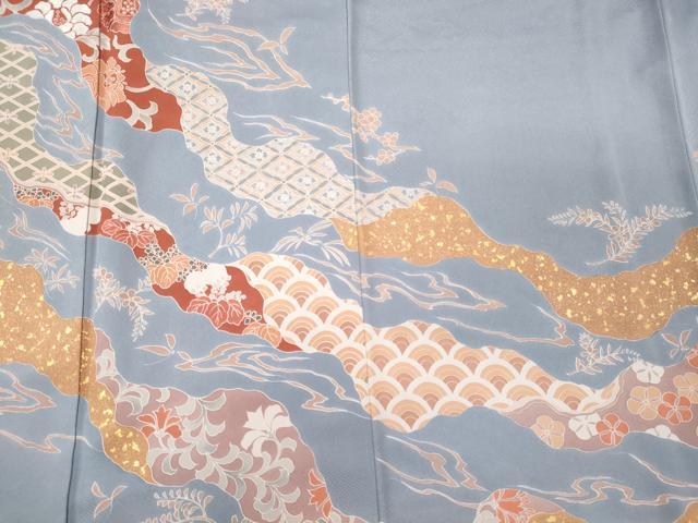 平和屋着物■豪華色留袖　刺繍　道長吉祥花唐草文　金彩　正絹　逸品　CABJ6908oy