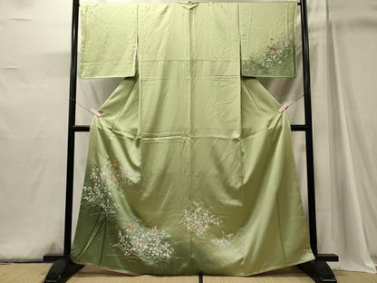 平和屋着物■中国三大刺繍　スワトウ刺繍　訪問着　扇面草花文　暈し染め　金糸　正絹　逸品　未使用　CABJ6917oy