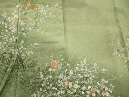 平和屋着物■中国三大刺繍　スワトウ刺繍　訪問着　扇面草花文　暈し染め　金糸　正絹　逸品　未使用　CABJ6917oy
