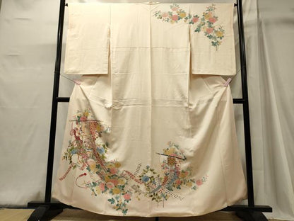 平和屋着物■訪問着　刺繍　几帳草花文　正絹　逸品　CABJ6921oy