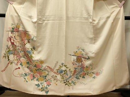 平和屋着物■訪問着　刺繍　几帳草花文　正絹　逸品　CABJ6921oy