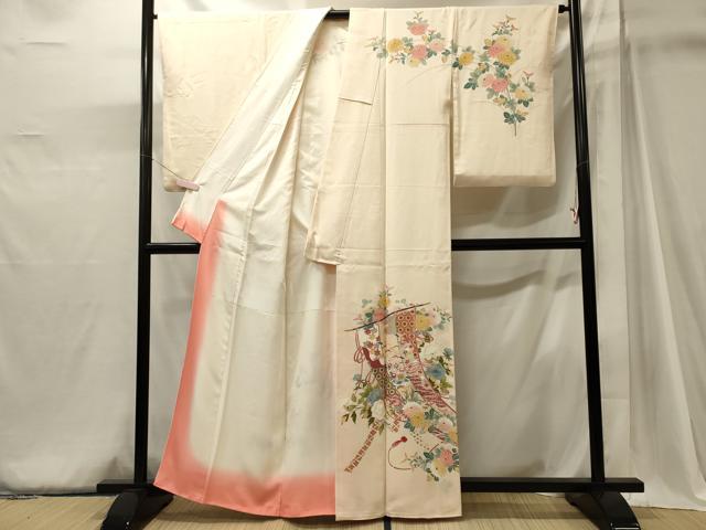 平和屋着物■訪問着　刺繍　几帳草花文　正絹　逸品　CABJ6921oy