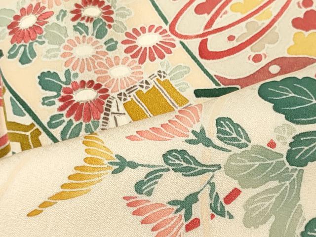 平和屋着物■訪問着　刺繍　几帳草花文　正絹　逸品　CABJ6921oy