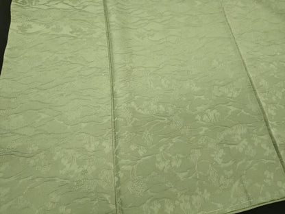 平和屋着物■上質な色無地　草木地紋　苗色　正絹　逸品　未使用　CABJ6933oy