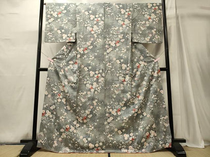 平和屋着物■上質な小紋　流水草花文　暈し染め　金彩　正絹　逸品　CABJ6936oy