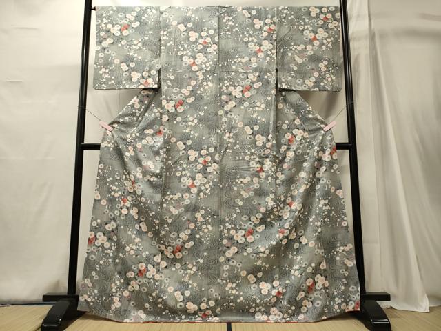 平和屋着物■上質な小紋　流水草花文　暈し染め　金彩　正絹　逸品　CABJ6936oy