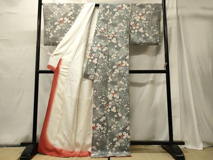 平和屋着物■上質な小紋　流水草花文　暈し染め　金彩　正絹　逸品　CABJ6936oy