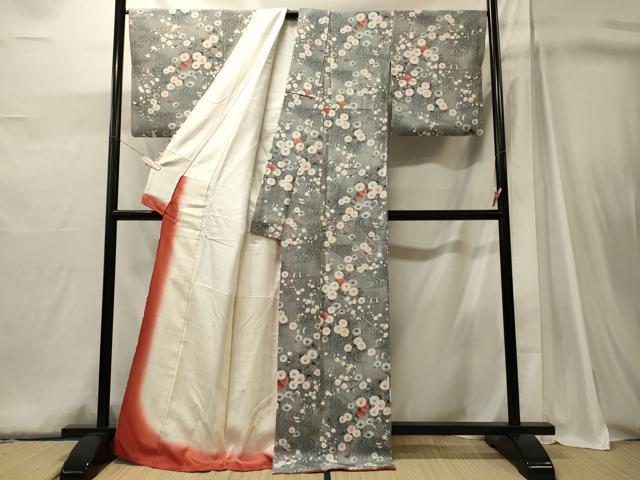 平和屋着物■上質な小紋　流水草花文　暈し染め　金彩　正絹　逸品　CABJ6936oy
