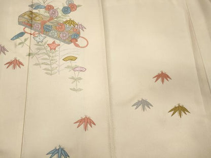 平和屋着物■訪問着　総刺繍　文箱草花文　正絹　逸品　CABJ6937oy