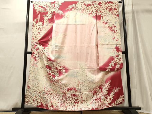 平和屋着物■豪華振袖　飛鳥草花文　暈し染め　金銀彩　正絹　逸品　CABJ6940oy