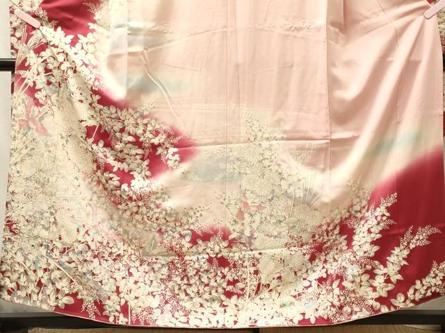平和屋着物■豪華振袖　飛鳥草花文　暈し染め　金銀彩　正絹　逸品　CABJ6940oy