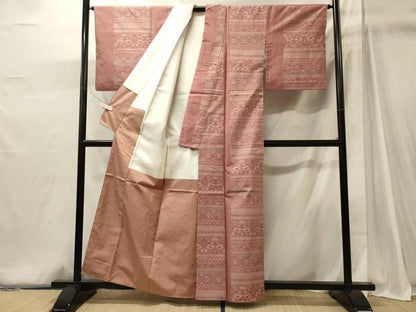 平和屋着物■上質な紬　横段吉祥文　正絹　逸品　CABJ6942oy