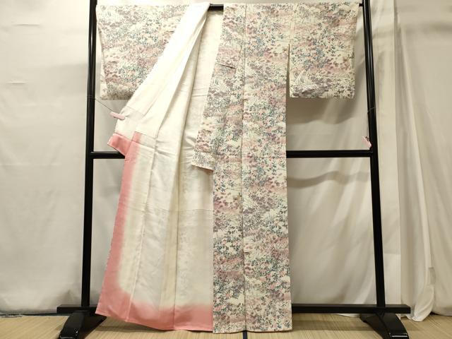 平和屋着物■上質な小紋　花鳥文　暈し染め　正絹　逸品　CABJ6949oy