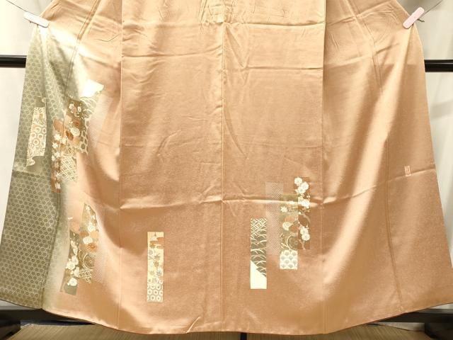 平和屋着物■訪問着　作家物　駒刺繍　短冊吉祥花車文　暈し染め　金彩　正絹　逸品　CABJ6951oy