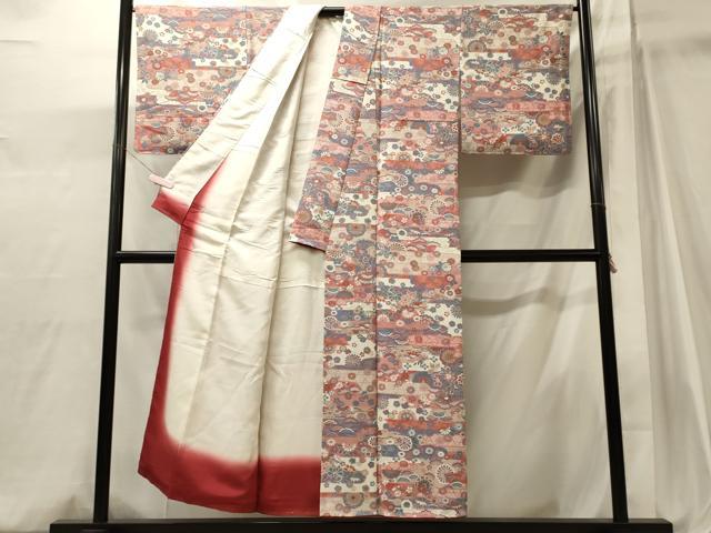 平和屋着物■上質な小紋　舞花文　金彩　正絹　逸品　未使用　CABJ6954oy