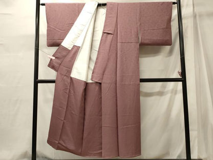 平和屋着物■上質な色無地　舞花地紋　石竹色　正絹　逸品　CABJ6967oy