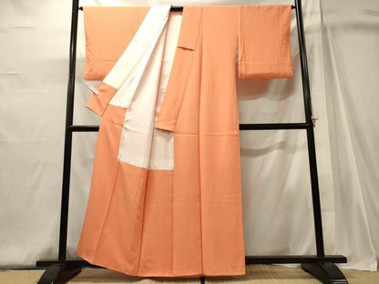 平和屋着物■上質な色無地　黄丹色　正絹　逸品　CABJ6970oy