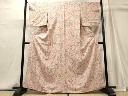 平和屋着物■上質な小紋　枝花文　正絹　逸品　CABJ6974oy