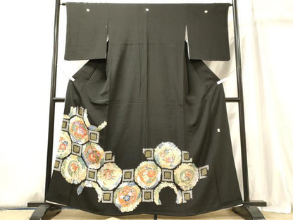 平和屋着物■豪華黒留袖　作家物　草花丸文　金彩　正絹　逸品　CABJ6979oy