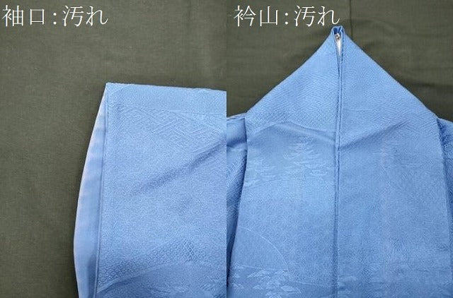 平和屋着物■上質な色無地　吉祥地紋　薄群青色　正絹　逸品　CABJ6983oy