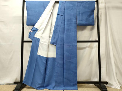 平和屋着物■上質な色無地　吉祥地紋　薄群青色　正絹　逸品　CABJ6983oy